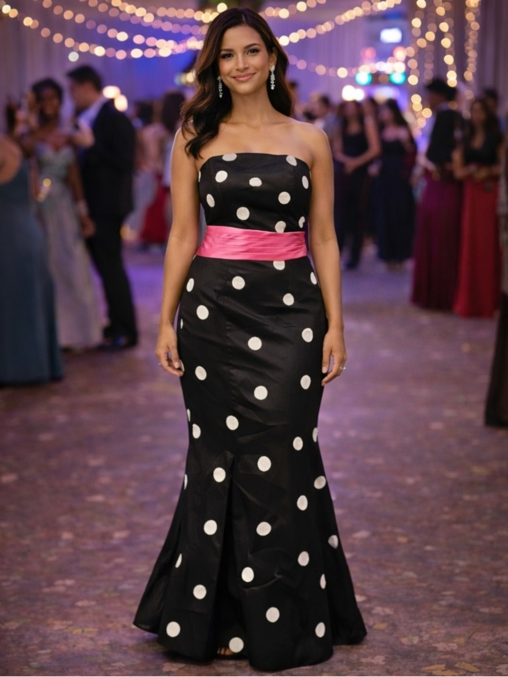 Tiffany Design Black & White Polkadot Gown 8 (NWT)